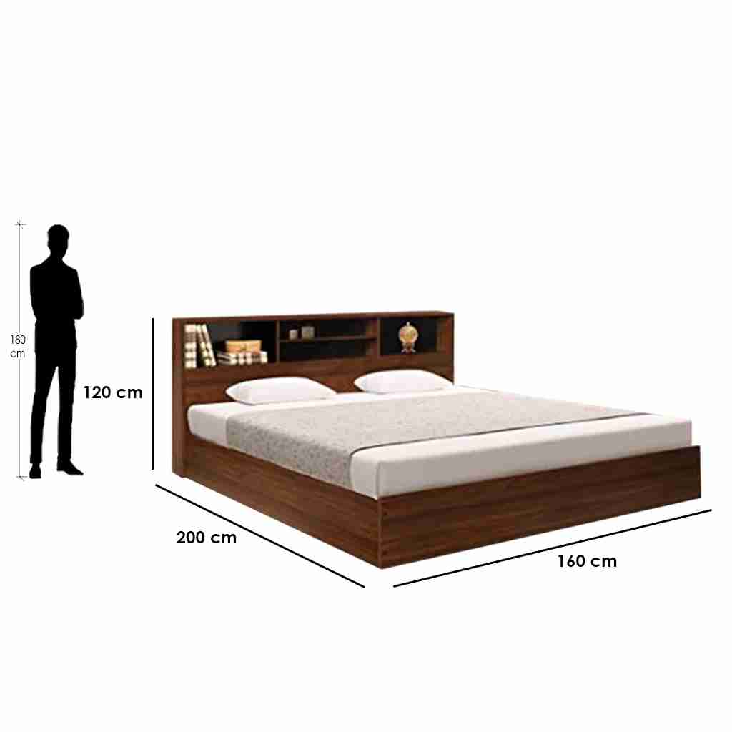 Modern wood bed-سرير خشب تصميم مودرن بوحدة ارفف