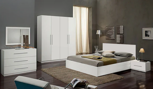 غرفة نوم كاملة - Modern Bed Room White